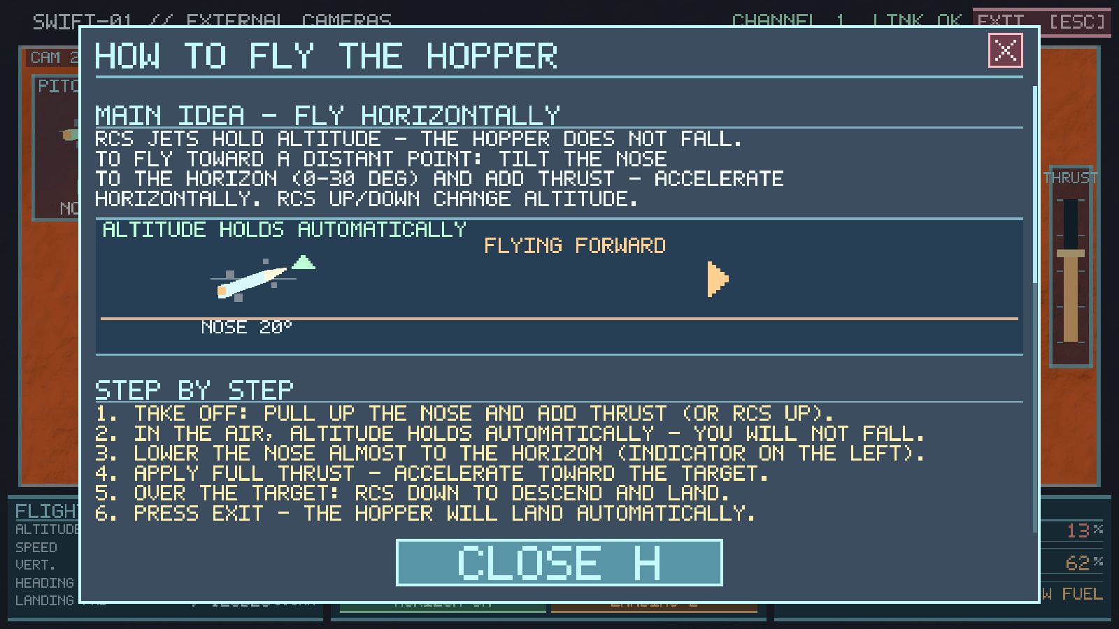 The built-in cockpit help
