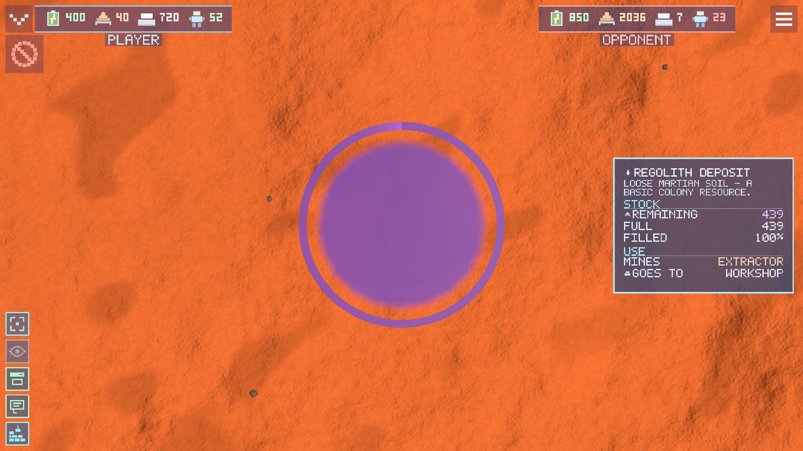 A regolith deposit with a ring