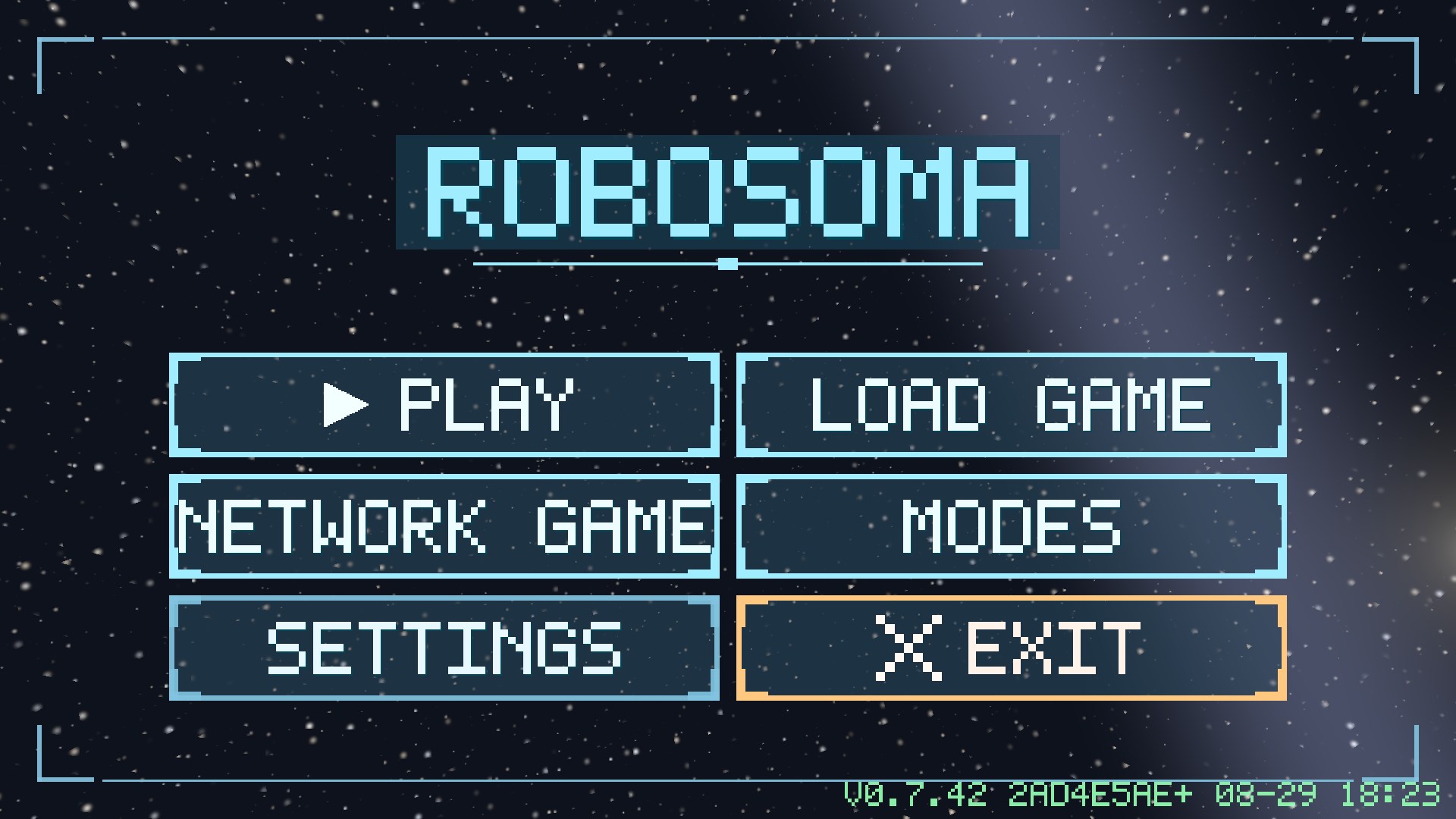 The game main menu